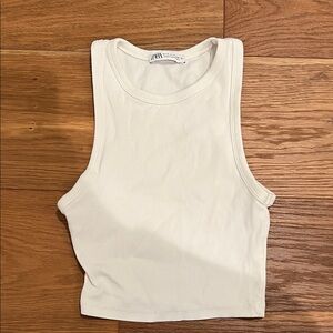 Zara white Ribbed Tank Top